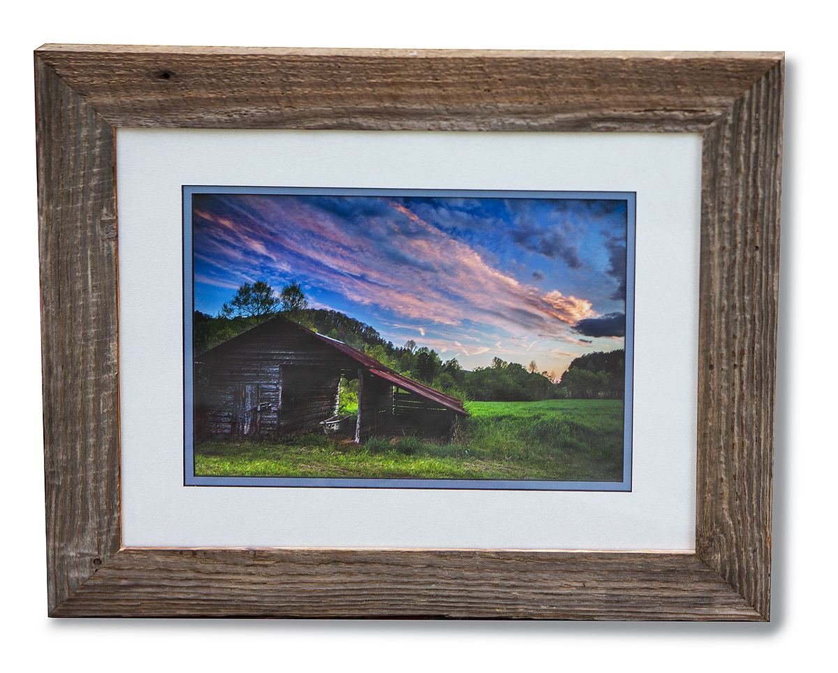 Photograph in a hand-built rustic reclaimed wood frame
